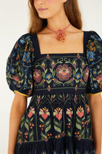 Load image into Gallery viewer, Stitched Garden Mini Dress - Navy Blue
