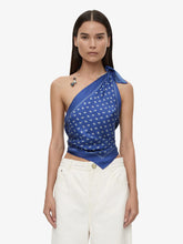 Load image into Gallery viewer, Bandana Scarf Tie Top - Indigo Bandana Print
