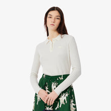 Load image into Gallery viewer, Ribbed Knit Polo Shirt  - White
