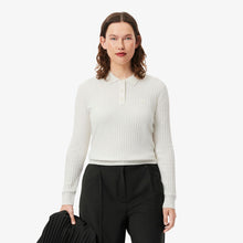 Load image into Gallery viewer, Ribbed Knit Polo Shirt  - White
