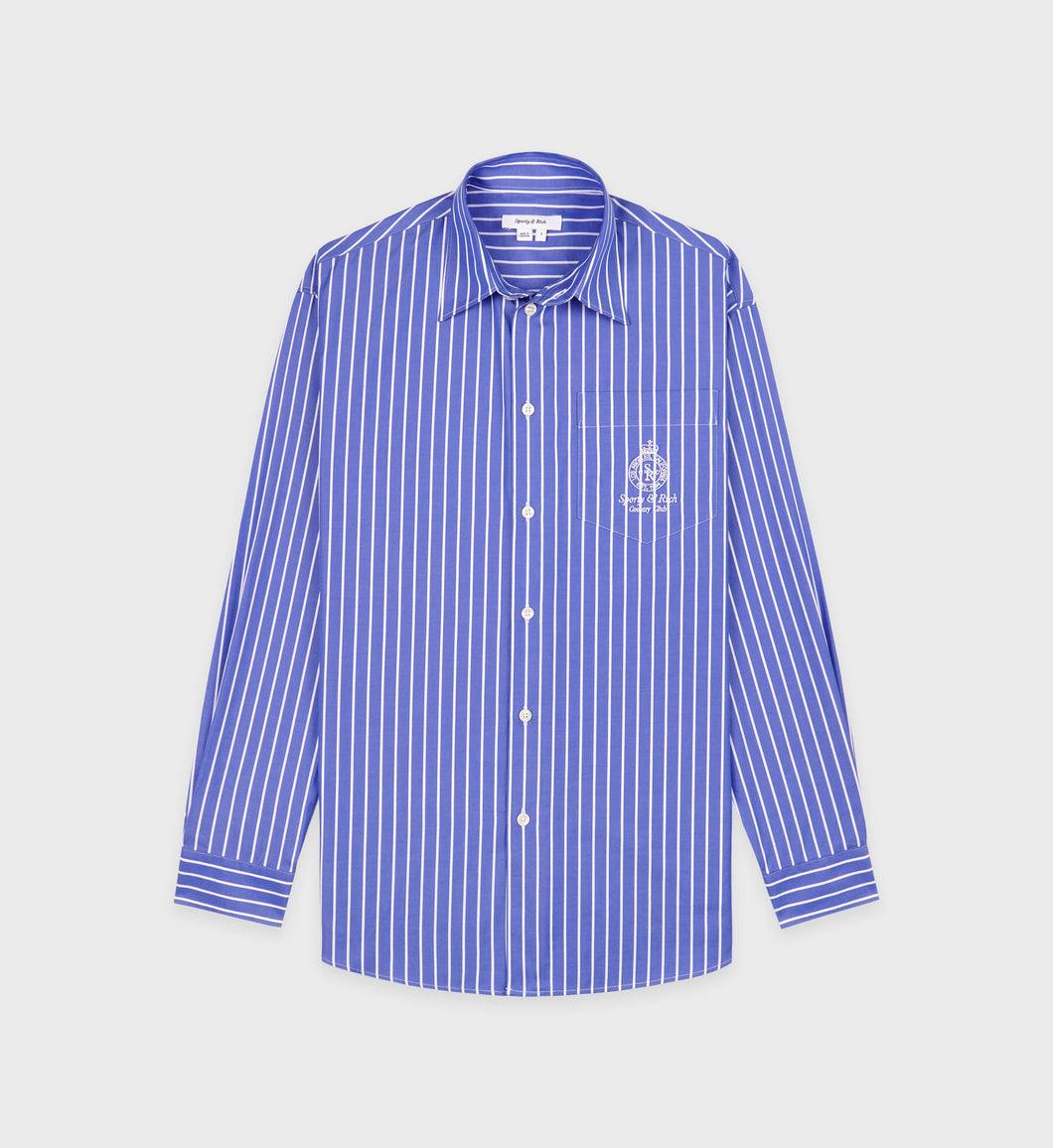 Crown Oversized Shirt  - Blue/White