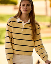 Load image into Gallery viewer, Serif Logo Rugby Polo - Almond/Navy
