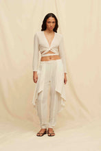 Load image into Gallery viewer, Long Sleeve Cotton Wrap Top - Natural
