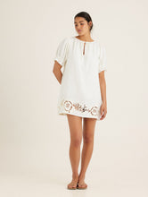 Load image into Gallery viewer, Embroidered Poets Mini Dress - Gardenia
