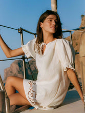 Load image into Gallery viewer, Embroidered Poets Mini Dress - Gardenia

