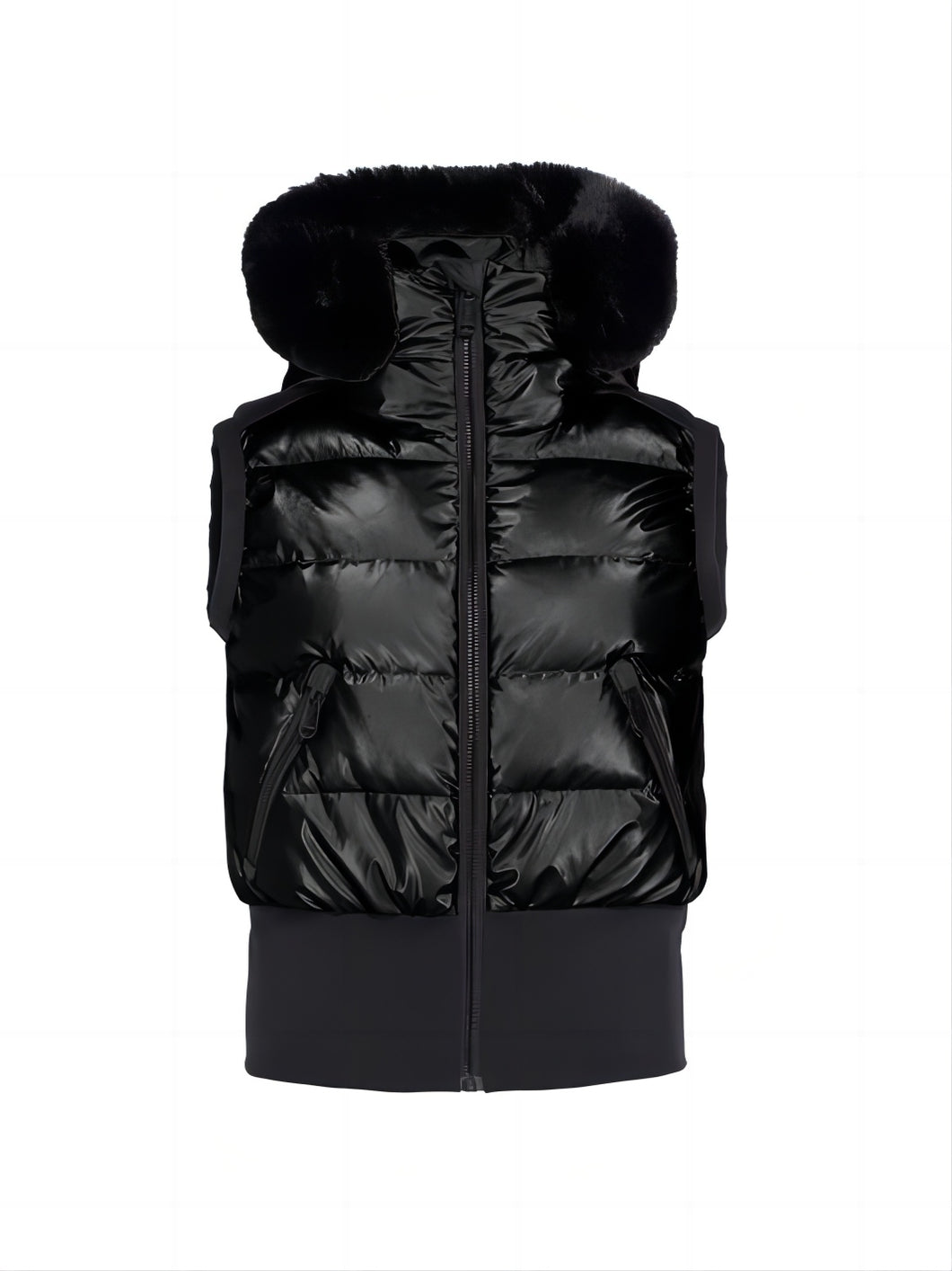 Shine Bodywarmer Real Fur - black