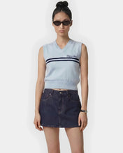 Load image into Gallery viewer, Signature Logo Knitted Vest - Ciel/Dark Navy
