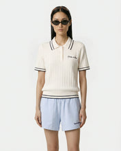 Load image into Gallery viewer, Signature Logo Mini Cable Polo - Ecru/Dark Navy
