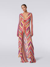 Load image into Gallery viewer, Long Cover Up - Multicolor Red Stripes
