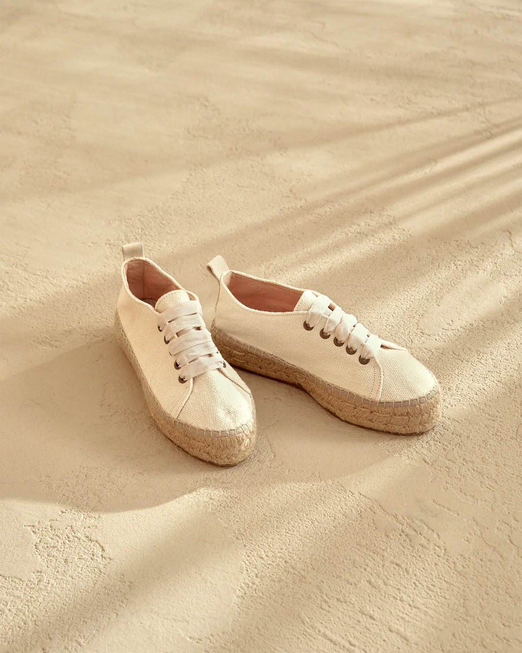 Organic Hemp Lace-Up Espadrilles  - White