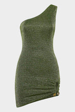 Load image into Gallery viewer, Lumiere Stones One Shoulder Dress - Green
