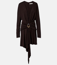 Load image into Gallery viewer, Stone Pin Scarf L/S Mini Dress  - Umber
