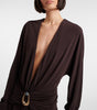 Stone Pin Scarf L/S Mini Dress  - Umber
