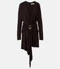 Stone Pin Scarf L/S Mini Dress  - Umber
