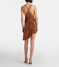 Load image into Gallery viewer, Suspended Jersey Fluted Mini Dress  - Russet
