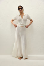 Load image into Gallery viewer, Lenna Polo Top - Pointelle Lace Vintage White
