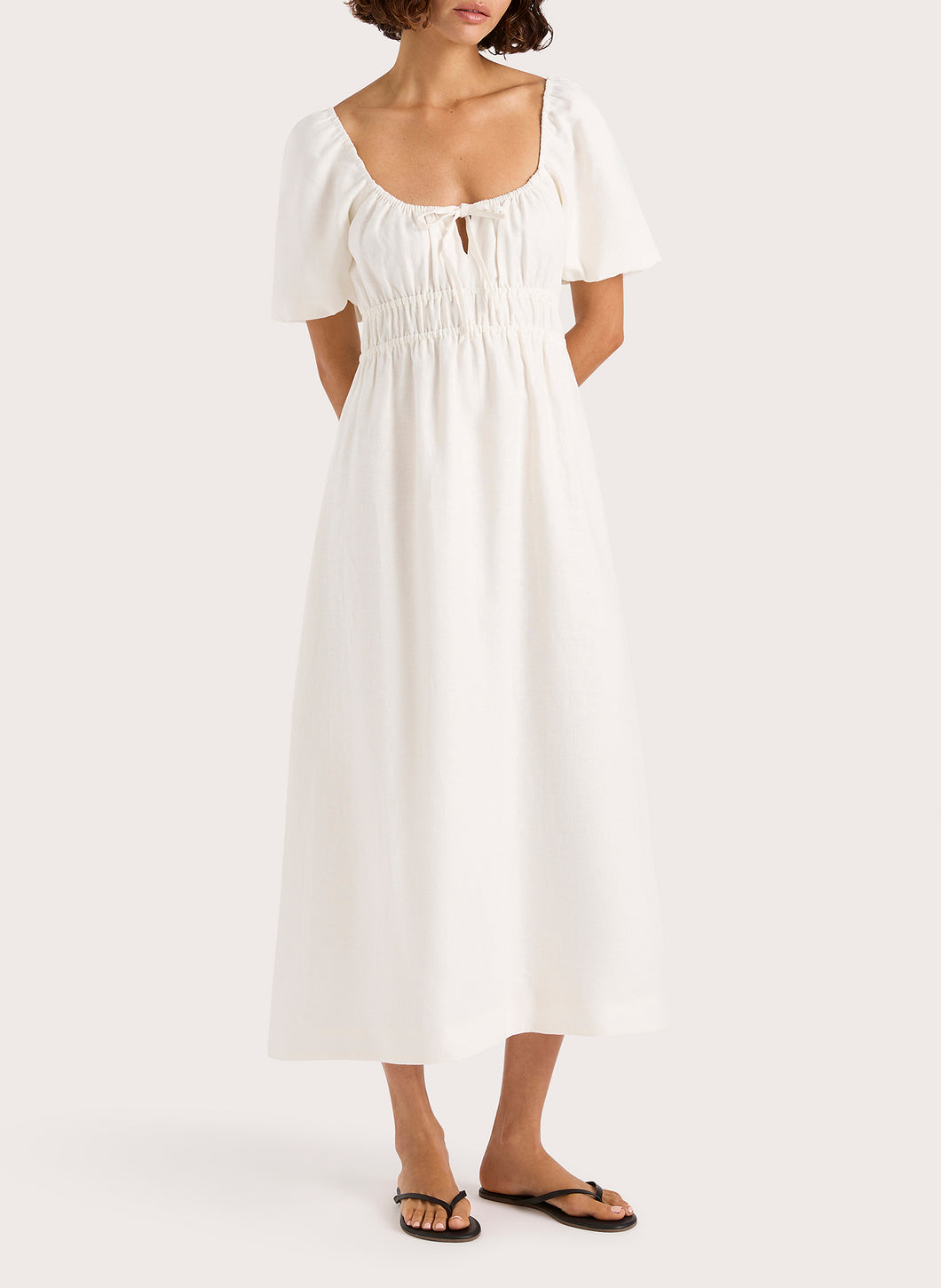 Brigitte Midi Dress  - White