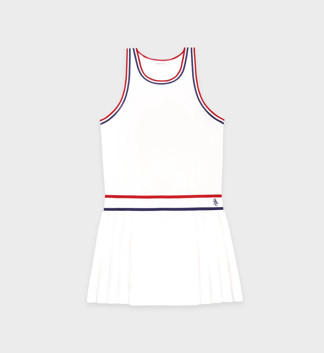 Src Phoebe Dress  - White/Navy/Fire Red