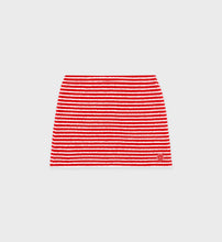 Load image into Gallery viewer, Serif Logo Striped Terry Skirt  - Fire Red Stripes
