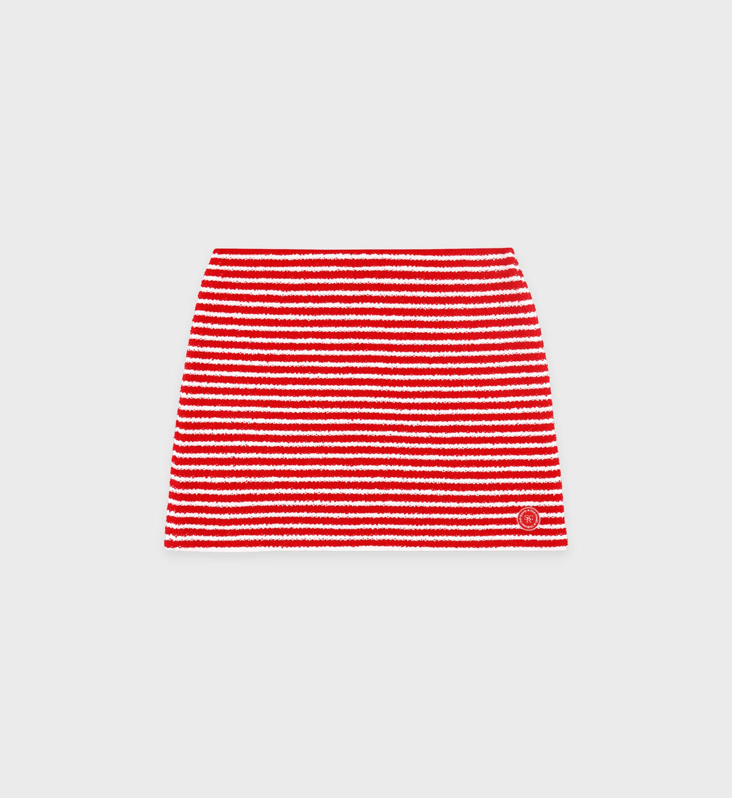 Serif Logo Striped Terry Skirt  - Fire Red Stripes