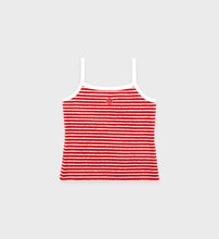 Load image into Gallery viewer, Serif Logo Striped Terry Tank  - Fire Red Stripes
