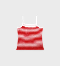 Load image into Gallery viewer, Serif Logo Striped Terry Tank  - Fire Red Stripes
