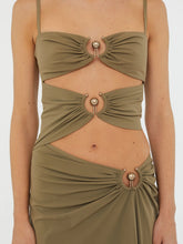 Load image into Gallery viewer, Ruched Orbit Split Dress  - Eucalypt
