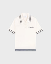 Load image into Gallery viewer, Signature Logo Mini Cable Polo - Ecru/Dark Navy
