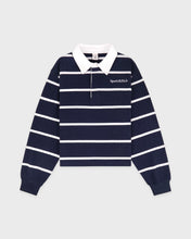 Load image into Gallery viewer, Serif Logo Rugby Polo - Dark Navy/White
