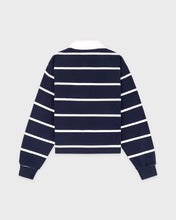 Load image into Gallery viewer, Serif Logo Rugby Polo - Dark Navy/White

