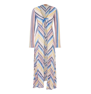 Long Cover Up - Multicolor Blue Stripes