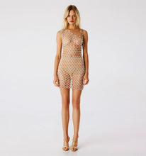 Load image into Gallery viewer, Serene Hand Crochet One Shoulder Mini Dress  - Bronze
