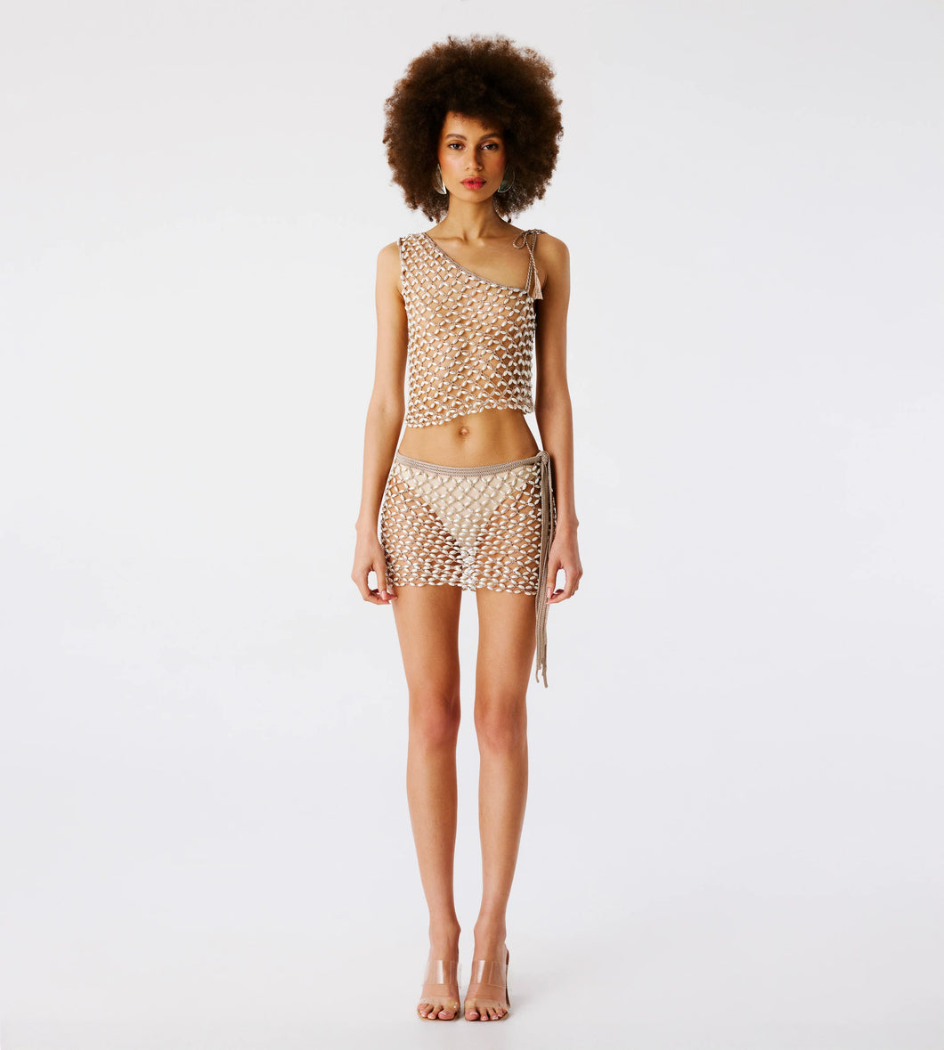 Serene Hand Crochet Mini Skirt  - Bronze