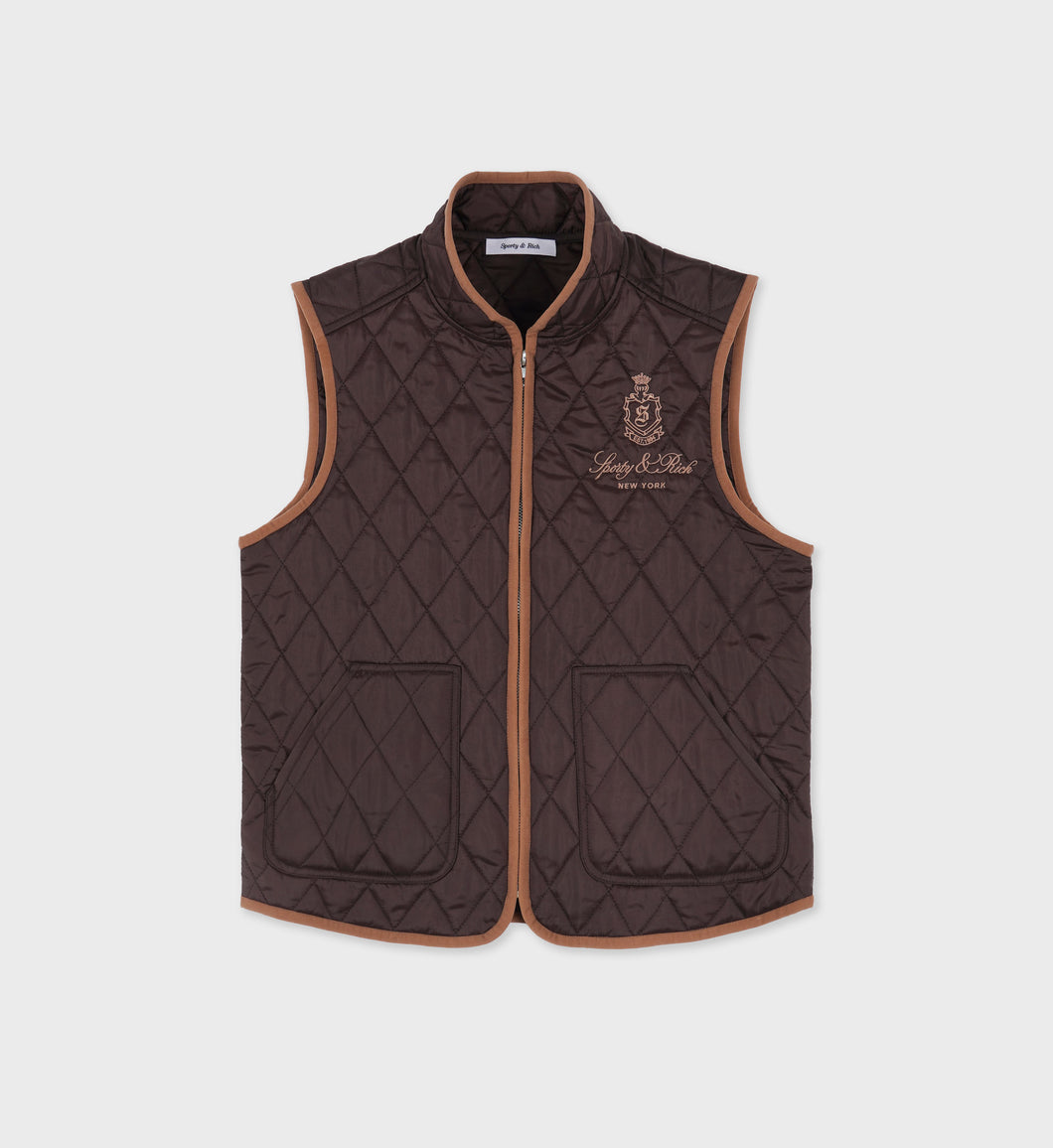 Vendome Quilted Vest  - Chocolate Tan