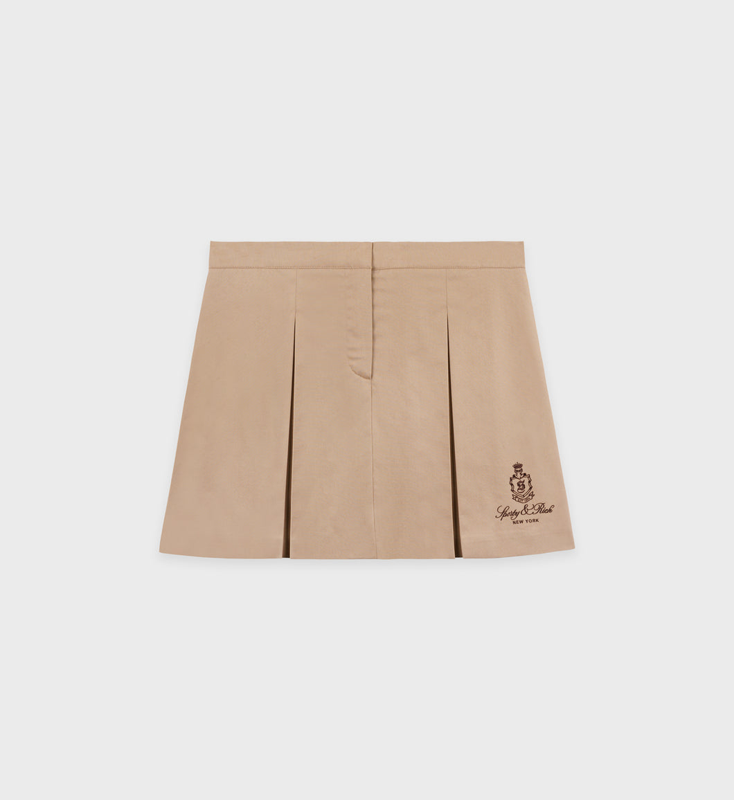 Vendome Double Pleat Skirt  - Beige Chocolate