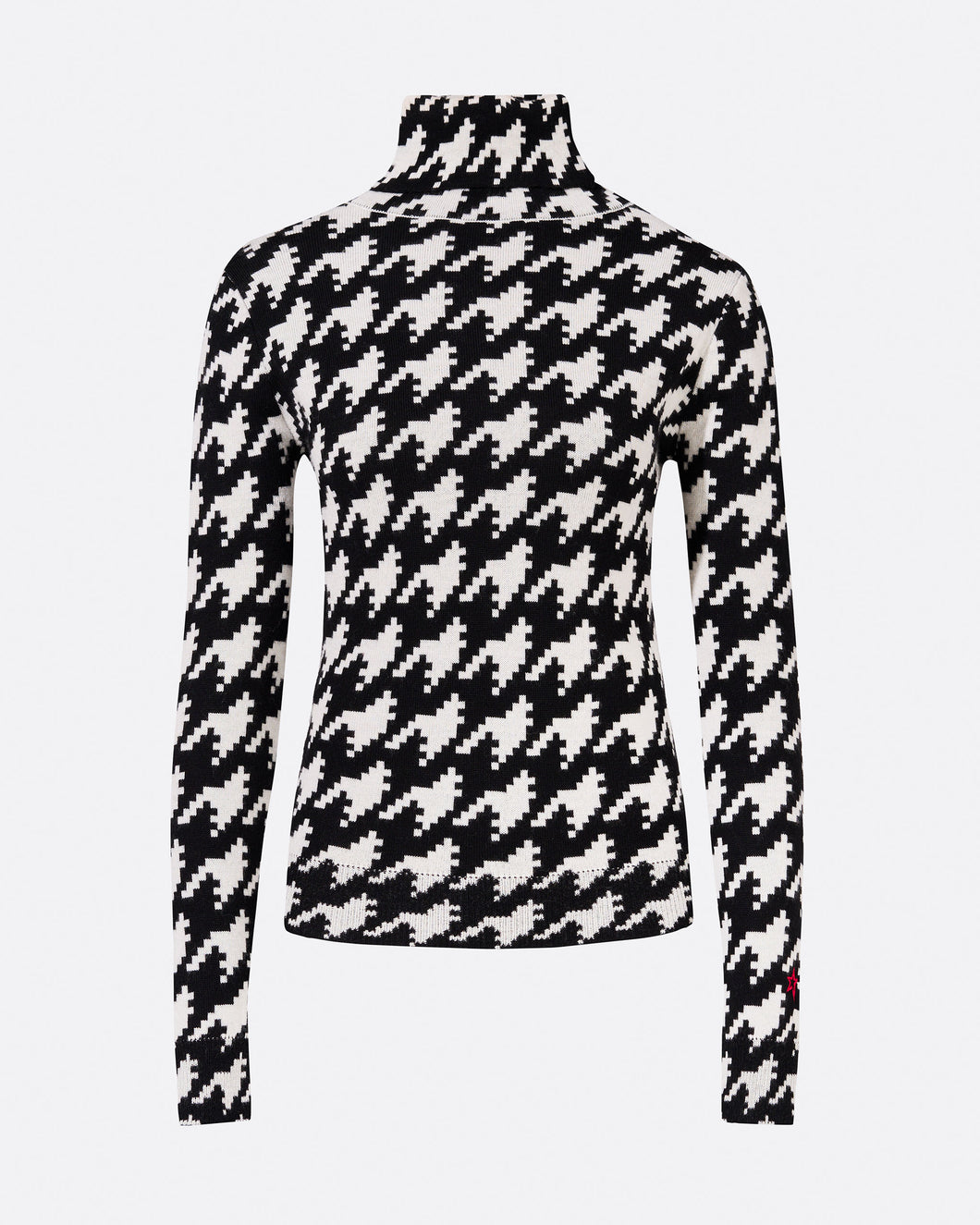 Houndstooth Turtle Neck Sweater - Black/Snow White