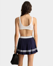 Load image into Gallery viewer, Italic Logo Pleated Skirt  - Dark Navy
