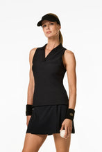 Load image into Gallery viewer, Caroline Sleeveless Polo Top - Black
