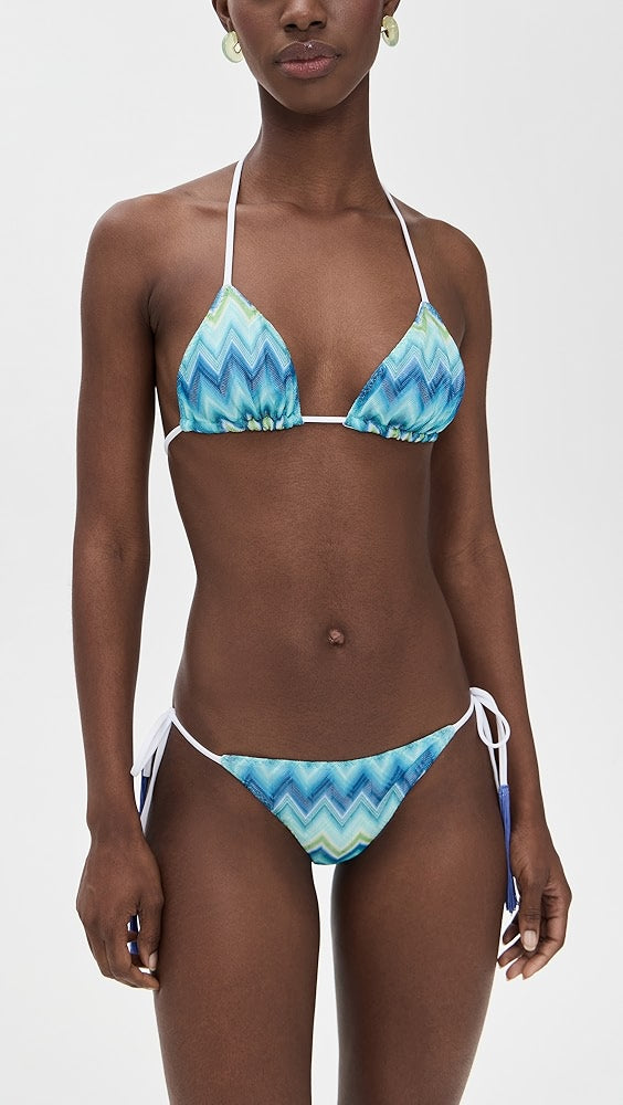 Triangle Bikini - Tassels and Faded Stripes