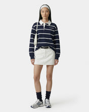 Load image into Gallery viewer, Serif Logo Rugby Polo - Dark Navy/White
