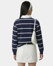 Load image into Gallery viewer, Serif Logo Rugby Polo - Dark Navy/White
