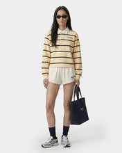 Load image into Gallery viewer, Serif Logo Rugby Polo - Almond/Navy
