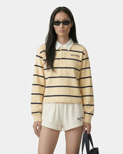 Load image into Gallery viewer, Serif Logo Rugby Polo - Almond/Navy
