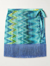 Load image into Gallery viewer, Wrap Skirt - Fringes and Faded Stripes
