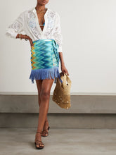 Load image into Gallery viewer, Wrap Skirt - Fringes and Faded Stripes
