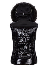 Load image into Gallery viewer, Shad m. Kap + P Patent Fur Hooded Gilet - Black
