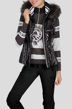 Load image into Gallery viewer, Shad m. Kap + P Patent Fur Hooded Gilet - Black
