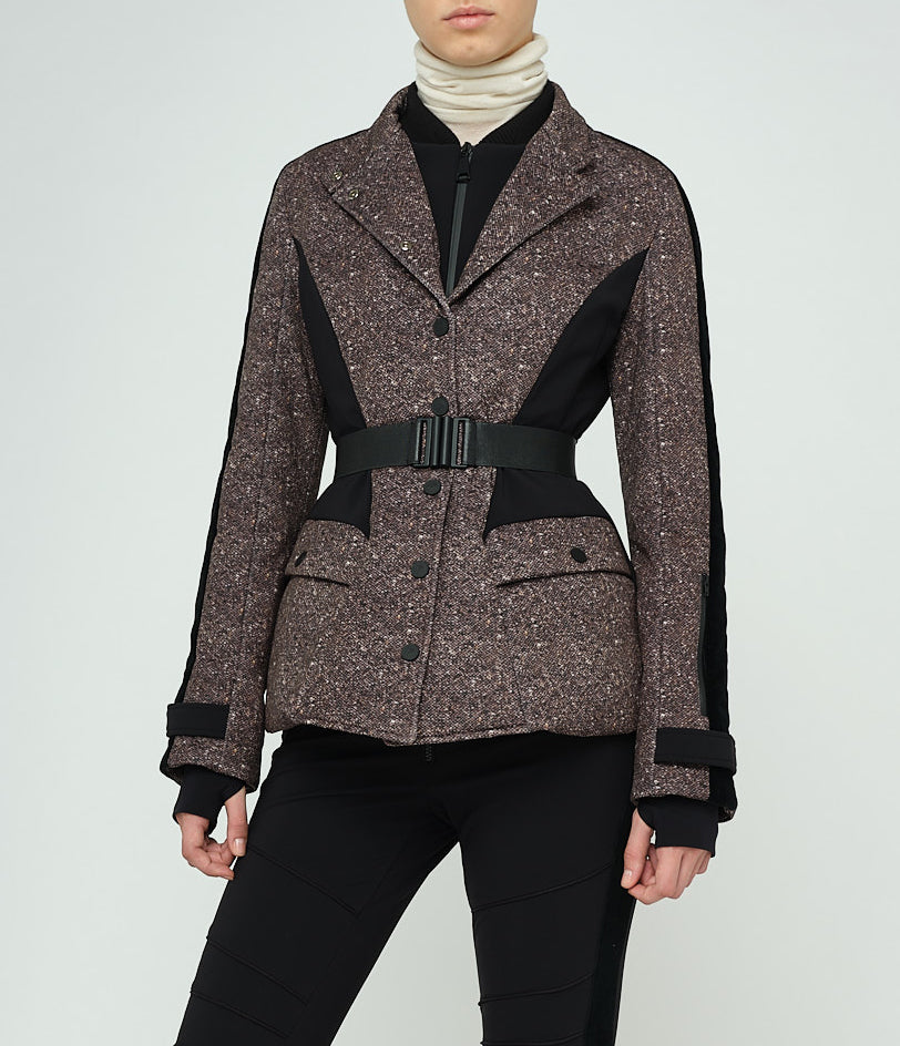 Jilly Tweed-Print Ski Jacket - Moss